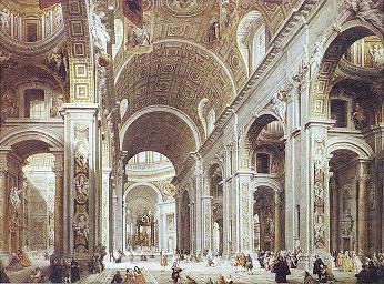 St. Peter Basilica, from the entrance, Giovanni Paolo Pannini